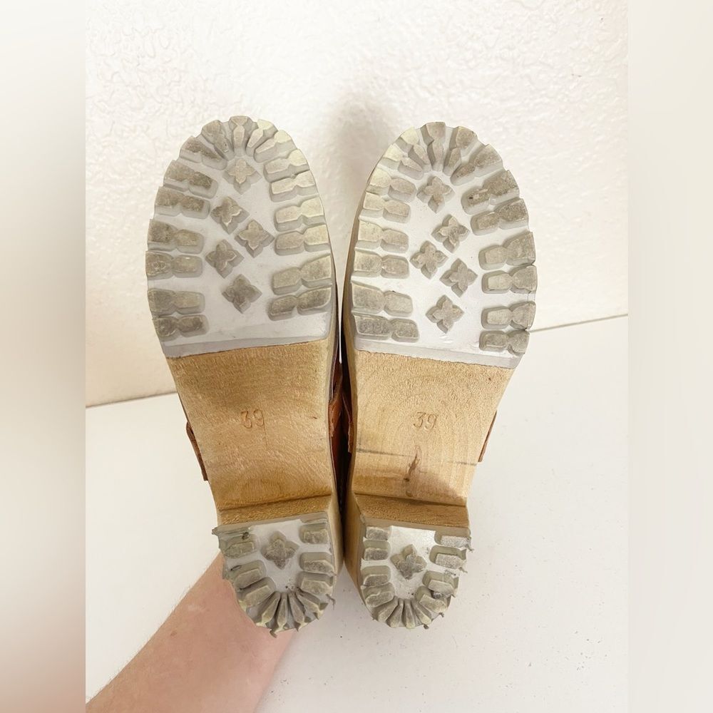 MIA Elsa Brown leather Clogs Braided with wood heel 39 - Picture 8 of 13